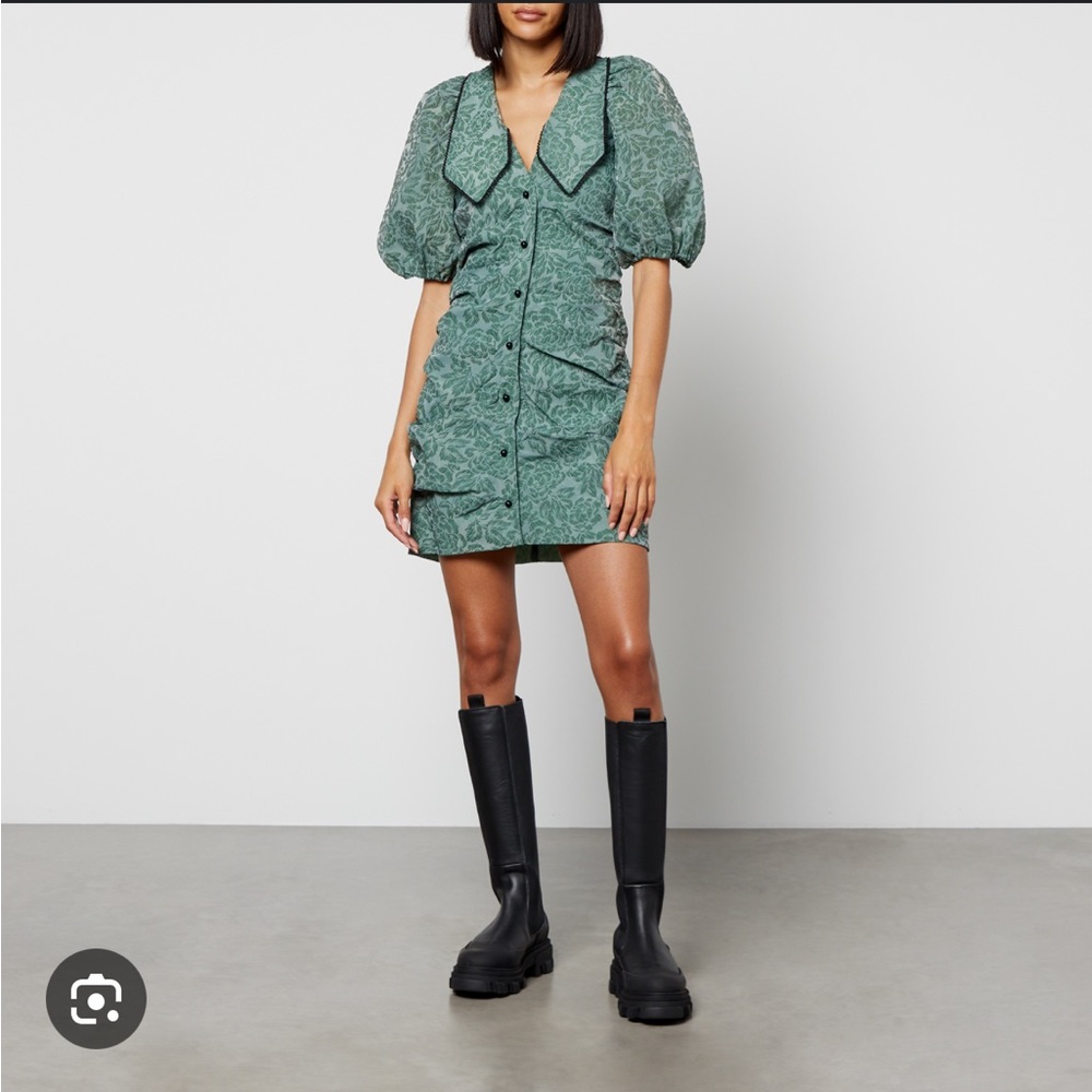 Ganni floral puff sleeve dress